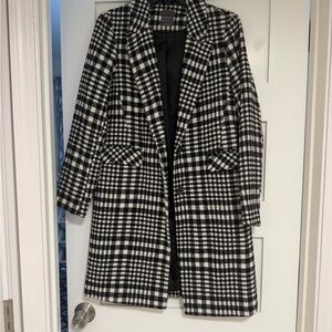 Primark Black and White Houndstooth Pea Coat